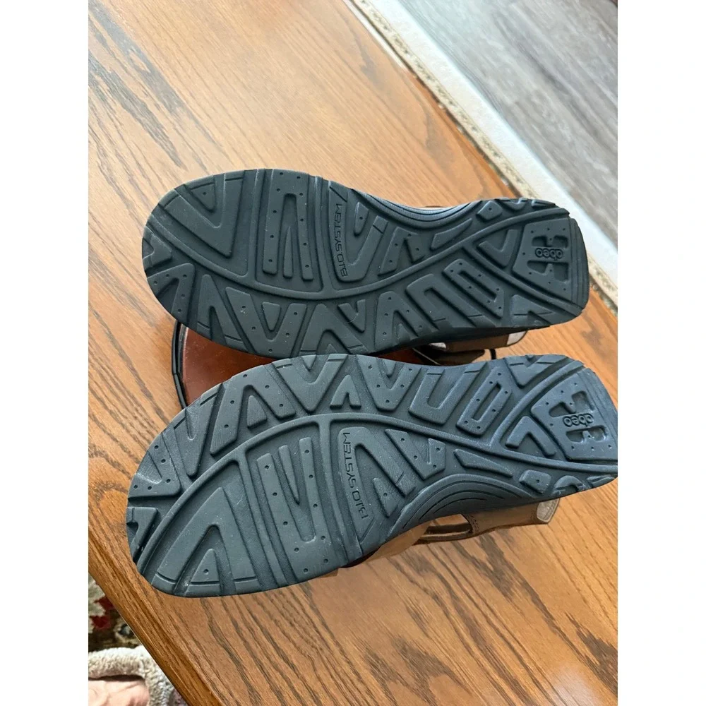 Abeo B.I.O.system Mens Brown Leather‎ Fisherman Sandals MN10.5 Closed Toe Buckle